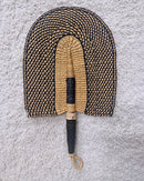 Burkina Faso Woven Hand Fan - Beige / Black