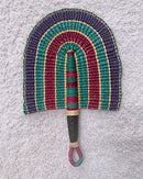 Burkina Faso Woven Hand Fan - Blue / Red