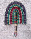 Burkina Faso Woven Hand Fan - Blue / Red