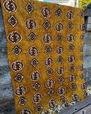 African Mudcloth Handmade Fabric with Gye Nyame adinkra Symbols - Mustard / Brown / White