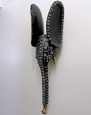 Babanki African Elephant Head Mask with Encrusted Cowries & Coins