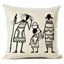African Life Portrait Pillow Cover - Beige / Black - Afrilege