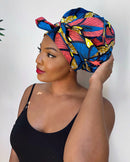 Kassi African Print Bonnet Headwraps with cords