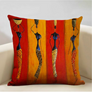 African Life Oil Portrait Pillow Cover - Orange / Multicolor - Afrilege