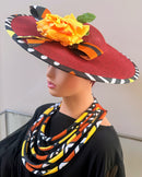 Bogolan African Print Wide-Brim Church Hat