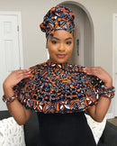 Cowria African print web Shoulder Choker Necklace - Afrilege