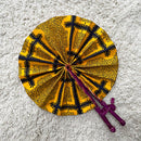 African Print Circle Foldable Handheld Fan - Yellow / Black
