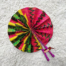 African Print Circle Foldable Handheld Fan - Red / Pink / Green / Yellow