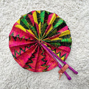 African Print Circle Foldable Handheld Fan - Red / Pink / Green / Yellow