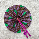 African Print Circle Foldable Handheld Fan - Purple / Green