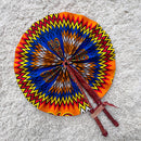 African Print Circle Foldable Handheld Fan - Orange - Afrilege