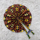 African Print Circle Foldable Handheld Fan - Brown / Yellow - Afrilege