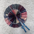 African Print Circle Foldable Handheld Fan - Blue / Red - Afrilege
