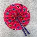 African Print Circle Foldable Handheld Fan - Pink - Afrilege