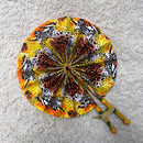 African Print Circle Foldable Handheld Fan - Yellow / Orange / Brown - Afrilege