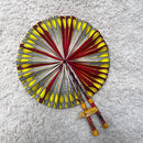 African Print Circle Foldable Handheld Fan - Yellow / Red - Afrilege