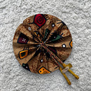 African Print Circle Mini Folding Fan - Brown / Orange / Red