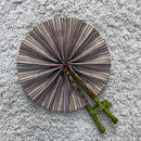 African Print Circle Mini Folding Fan - Purple / White / Yellow