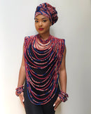 Rosilia African Print 24 Strands Statement rope necklace - Afrilege