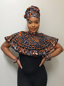 Cowria African print web Shoulder Choker Necklace - Afrilege