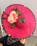 Cowria African Print Wide-Brim Church Hat