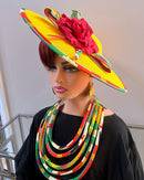 Deka African Print Wide-Brim Church Hat