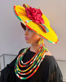 Deka African Print Wide-Brim Church Hat