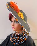 Cowria African Print Wide-Brim Church Hat