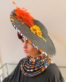 Cowria African Print Wide-Brim Church Hat