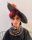Cowria African Print Wide-Brim Church Hat