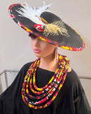 Carmela African Print Wide-Brim Church Hat