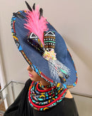 Lesedi African Print Wide-Brim Church Hat