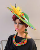 Neela African Print Wide-Brim Church Hat