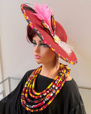 Carmela African Print Wide-Brim Church Hat