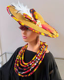 Carmela African Print Wide-Brim Church Hat