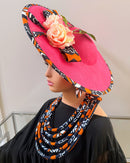 Cowria African Print Wide-Brim Church Hat