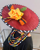 Bogolan African Print Wide-Brim Church Hat