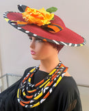 Bogolan African Print Wide-Brim Church Hat