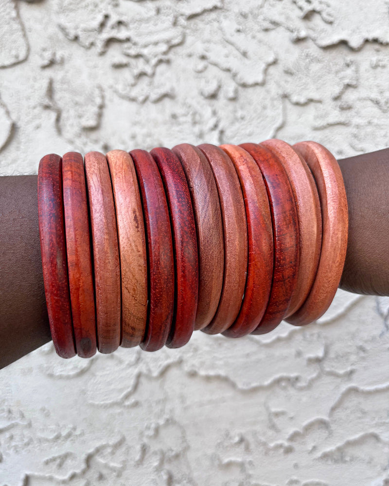 Set of 5 Handmade African wooded bangles bracelets - Afrilege