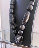 Handcrafted Ebony Wood Chunky Lion pendant Necklace