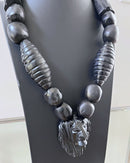 Handcrafted Ebony Wood Chunky Lion pendant Necklace
