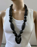 Handcrafted Ebony Wood Chunky Lion pendant Necklace