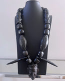 Handcrafted Ebony Wood Tusks pendant African Necklace for men