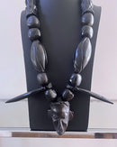 Handcrafted Ebony Wood Tusks pendant African Necklace for men