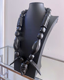Handcrafted Ebony Wood Tusks pendant African Necklace for men