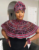 Red Toghu African print web Shoulder Choker Necklace - Afrilege