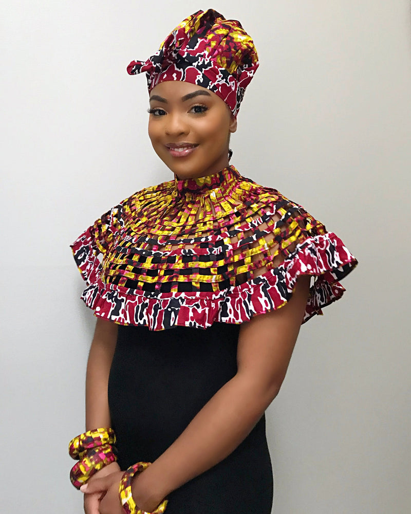 Carmela African print Web Choker Shoulder Necklace - Afrilege