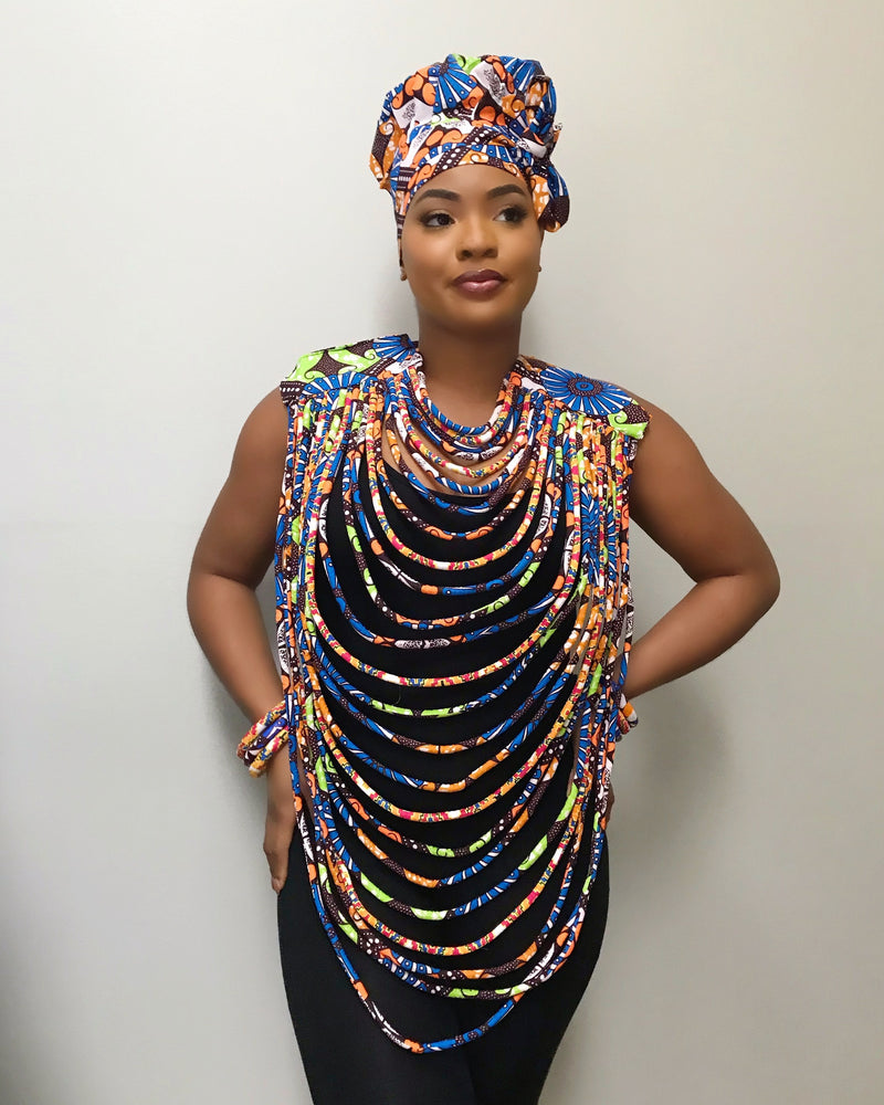 Mandisa African Print 24 Strands Statement rope necklace - Afrilege