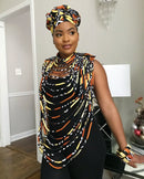 Bogolan African Print 24 Strands Statement rope necklace - Afrilege