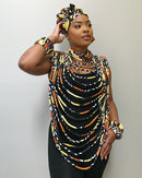 Bogolan African Print 24 Strands Statement rope necklace - Afrilege